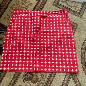 Larry levine size 6 red and white mini skirt with pockets